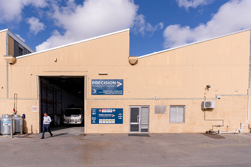 Warehouse of a powdercoating services company